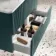 Cadiz Fluted Mystic Green Wall Hung Drawer Vanity with Marble Top & Nevis Basin 800mm - Chrome Handles