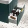 Cadiz Fluted Mystic Green Wall Hung Basin Drawer Vanity 600mm - Brushed Brass Accents