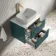Cadiz Fluted Mystic Green Wall Hung Drawer Vanity with Marble Top 600mm (Excludes Basin) - Brushed Brass Accents