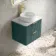 Cadiz Fluted Mystic Green Wall Hung Drawer Vanity with Marble Top & Nevis Basin 600mm - Brushed Brass Accents