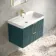 Cadiz Fluted Mystic Green Wall Hung Basin Drawer Vanity 800mm - Brushed Brass Accents