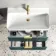 Cadiz Fluted Mystic Green Wall Hung Basin Drawer Vanity 800mm - Brushed Brass Accents