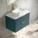 Cadiz Fluted Mystic Green Wall Hung Drawer Vanity with Marble Top 800mm (Excludes Basin) - Brushed Brass Accents