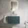 Cadiz Fluted Mystic Green Wall Hung Drawer Vanity with Marble Top 800mm (Excludes Basin) - Brushed Brass Accents