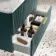Cadiz Fluted Mystic Green Wall Hung Drawer Vanity with Marble Top 800mm (Excludes Basin) - Brushed Brass Accents