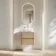 Jerez Country Oak Wall Hung Drawer Vanity with Marble Top & Curved Basin 600mm