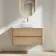 Jerez Country Oak Wall Hung Drawer Vanity with Marble Top & Curved Basin 1000mm