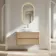 Jerez Country Oak Wall Hung Drawer Vanity with Marble Top & Curved Basin 1000mm