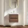 Jerez Black Walnut Wall Hung Drawer Vanity with Matt White Basin 600mm