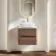Jerez Black Walnut Wall Hung Drawer Vanity with Marble Top & Curved Basin 600mm
