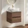 Jerez Black Walnut Wall Hung Drawer Vanity with Marble Top & Curved Basin 600mm