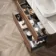 Jerez Black Walnut Wall Hung Drawer Vanity with Marble Top & Curved Basin 1000mm