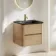 Jerez Country Oak Wall Hung Drawer Vanity with Black Basin 600mm