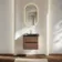 Jerez Black Walnut Wall Hung Drawer Vanity with Black Basin 600mm