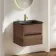 Jerez Black Walnut Wall Hung Drawer Vanity with Black Basin 600mm