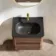 Jerez Black Walnut Wall Hung Drawer Vanity with Black Basin 600mm