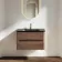 Jerez Black Walnut Wall Hung Drawer Vanity with Black Basin 800mm
