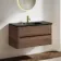 Jerez Black Walnut Wall Hung Drawer Vanity with Black Basin 1000mm