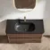 Jerez Black Walnut Wall Hung Drawer Vanity with Black Basin 1000mm
