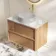 Bora Natural Oak Wall Hung Vanity Drawer with Carrara Marble Top 800mm - Basin Not Included
