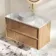 Bora Natural Oak Wall Hung Vanity Drawer with Carrara Marble Top 1000mm - Basin Not Included