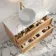 Bora Natural Oak Wall Hung Vanity Drawer with Carrara Marble Top 1000mm - Basin Not Included