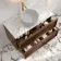 Bora Natural Walnut Wall Hung Vanity Drawer with Carrara Marble Top 1000mm - Basin Not Included