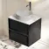 Bora Black Oak Wall Hung Vanity Drawer with Carrara Marble Top 600mm - Basin Not Included