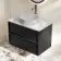 Bora Black Oak Wall Hung Vanity Drawer with Carrara Marble Top 800mm - Basin Not Included