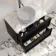 Bora Black Oak Wall Hung Vanity Drawer with Carrara Marble Top 800mm - Basin Not Included