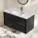 Bora Black Oak Carrara Marble Wall Hung Vanity Drawer & Undermount Basin 1000mm