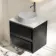 Kos Black Oak Wall Hung Vanity Drawer with Carrara Marble Top 600mm - Basin Not Included