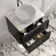 Kos Black Oak Wall Hung Vanity Drawer with Carrara Marble Top 600mm - Basin Not Included