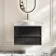 Kos Black Oak Wall Hung Vanity Drawer with Carrara Marble Top 800mm - Basin Not Included