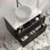 Kos Black Oak Wall Hung Vanity Drawer with Carrara Marble Top 800mm - Basin Not Included