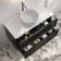 Kos Black Oak Wall Hung Vanity Drawer with Carrara Marble Top 1000mm - Basin Not Included
