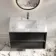 Kos Black Oak Carrara Marble Wall Hung Vanity Drawer & Undermount Basin 800mm