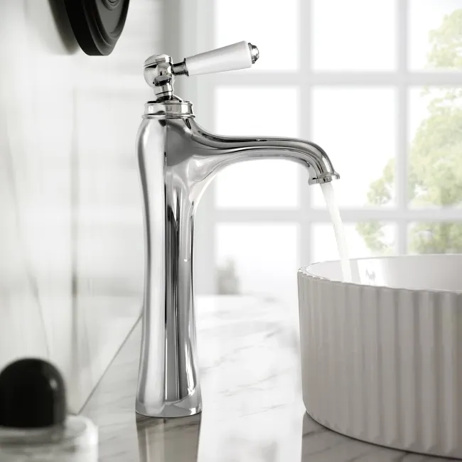 Avoca Traditional Chrome High Rise Basin Mixer Tap