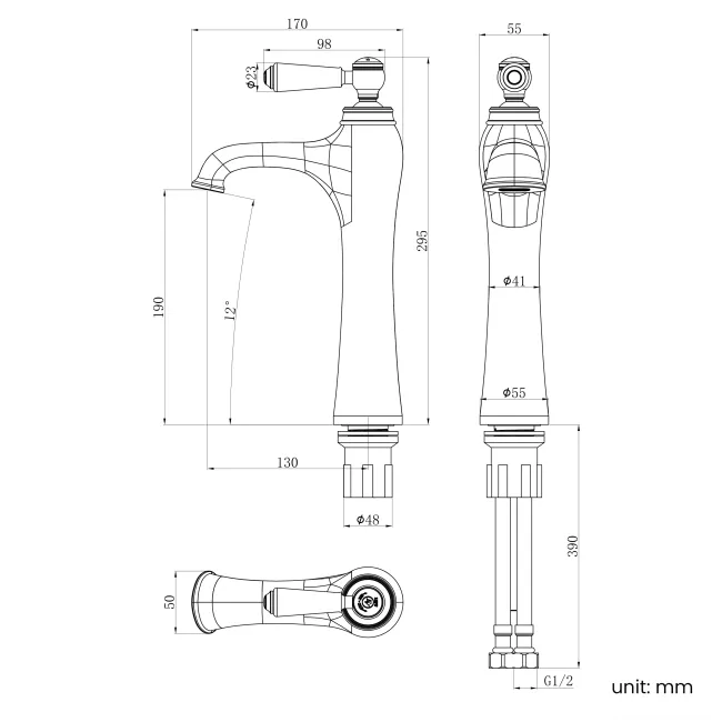 Avoca Traditional Chrome High Rise Basin Mixer Tap