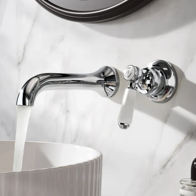 Avoca Traditional Chrome Wall Mounted Basin Mixer Tap