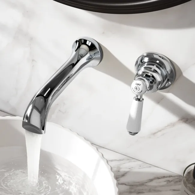 Avoca Traditional Chrome Wall Mounted Basin Mixer Tap