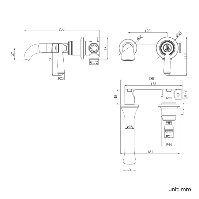 Avoca Traditional Chrome Wall Mounted Basin Mixer Tap