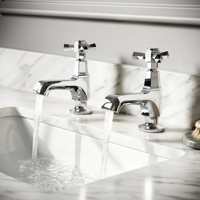 Kenmare Traditional Chrome Hot & Cold Basin Taps