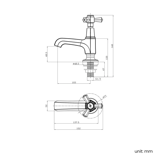 Kenmare Traditional Chrome Hot & Cold Basin Taps