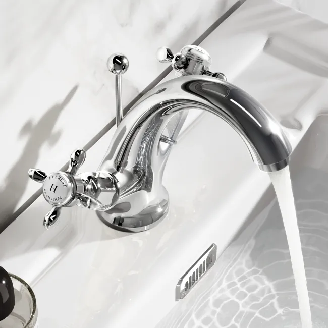 Avoca Traditional Chrome Basin Mixer Tap & Pop-Up Waste