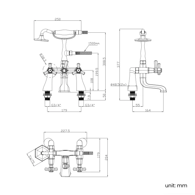 Kenmare Traditional Chrome Bath Shower Mixer Tap