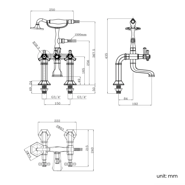 Kenmare Traditional Chrome Bath Shower Mixer Tap