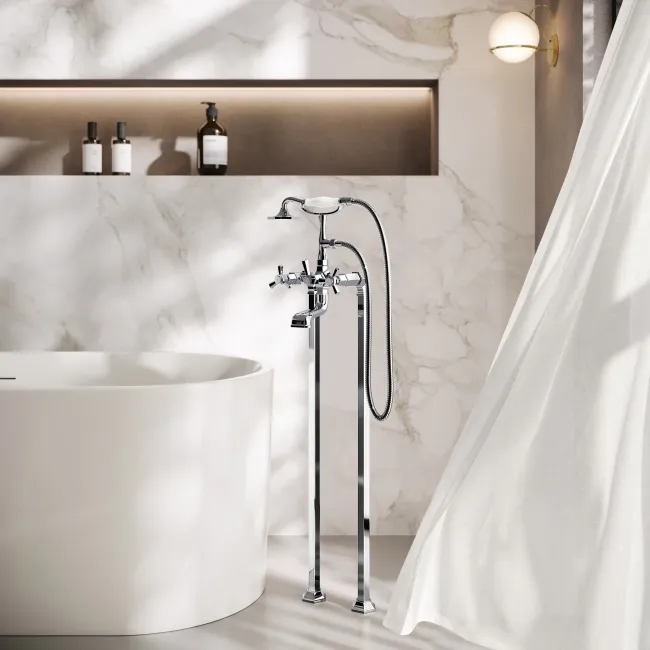 Kenmare Traditional Chrome Freestanding Bath Shower Mixer Tap