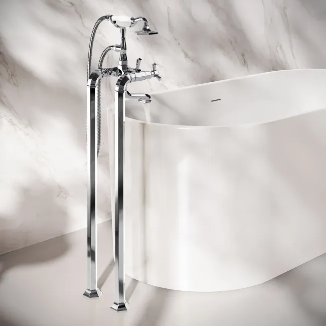 Kenmare Traditional Chrome Freestanding Bath Shower Mixer Tap