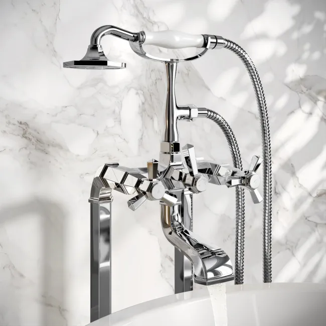 Kenmare Traditional Chrome Freestanding Bath Shower Mixer Tap